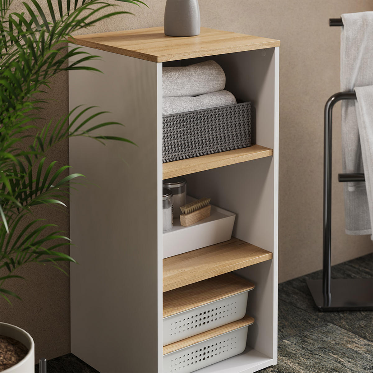 MIDISCHRANK Viktor Weiß/Artisan 40.2 x 88.2 cm - Weiß, Holzwerkstoff (40.2/88.2/40.5cm) - Vicco