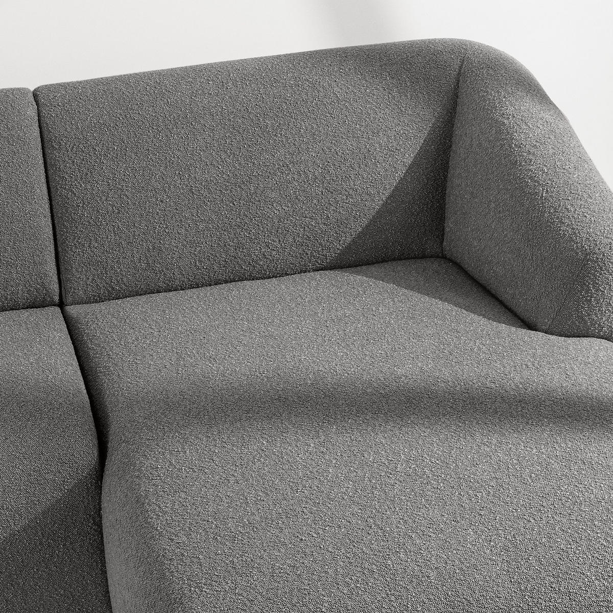 ECKSOFA RECHTS VIRA, Grau, Bouclé - Schwarz/Grau, Holz/Holzwerkstoff (300/160cm) - KONSIMO®
