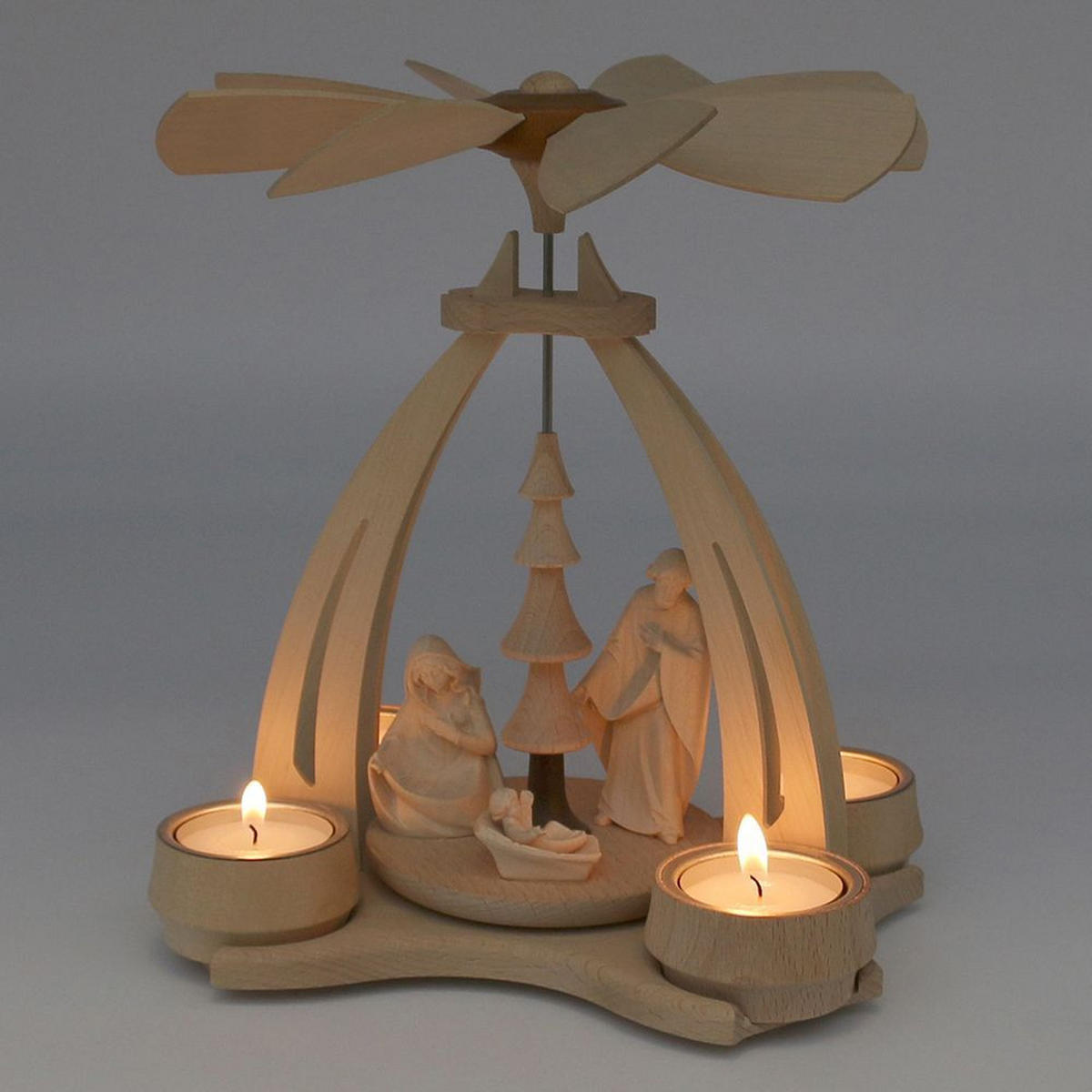 TISCH-PYRAMIDE Heilige Familie 14/18/24 cm - Multicolor, Holz (0.1/24/0.1cm) - Dekoteam24