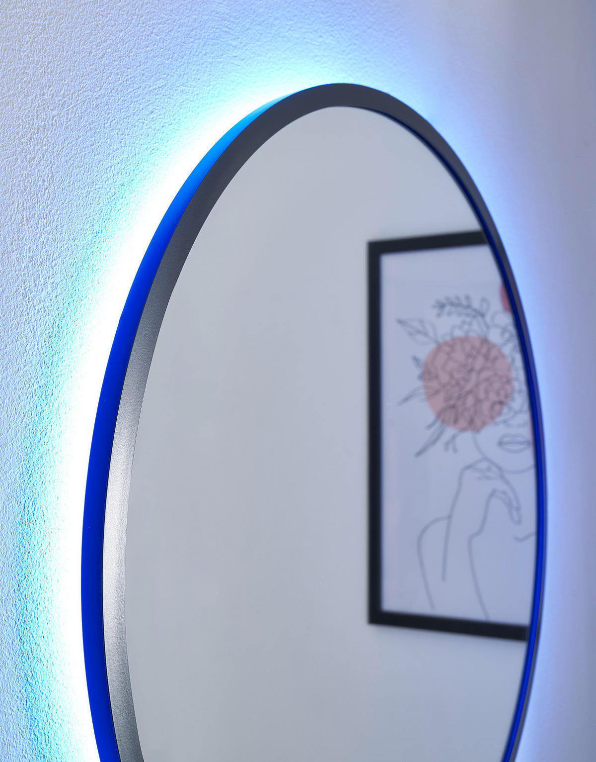 BADSPIEGEL - Rund - Schwarz - 60 cm - Schwarz, Glas/Kunststoff (60/60/5cm) - home24
