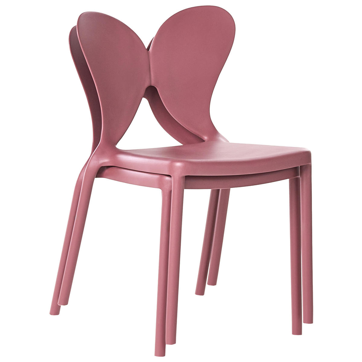 GARTENSTUHL 2er-Set stapelbar Rosa Larissa - Pink, Kunststoff (50/78/48cm) - Beliani