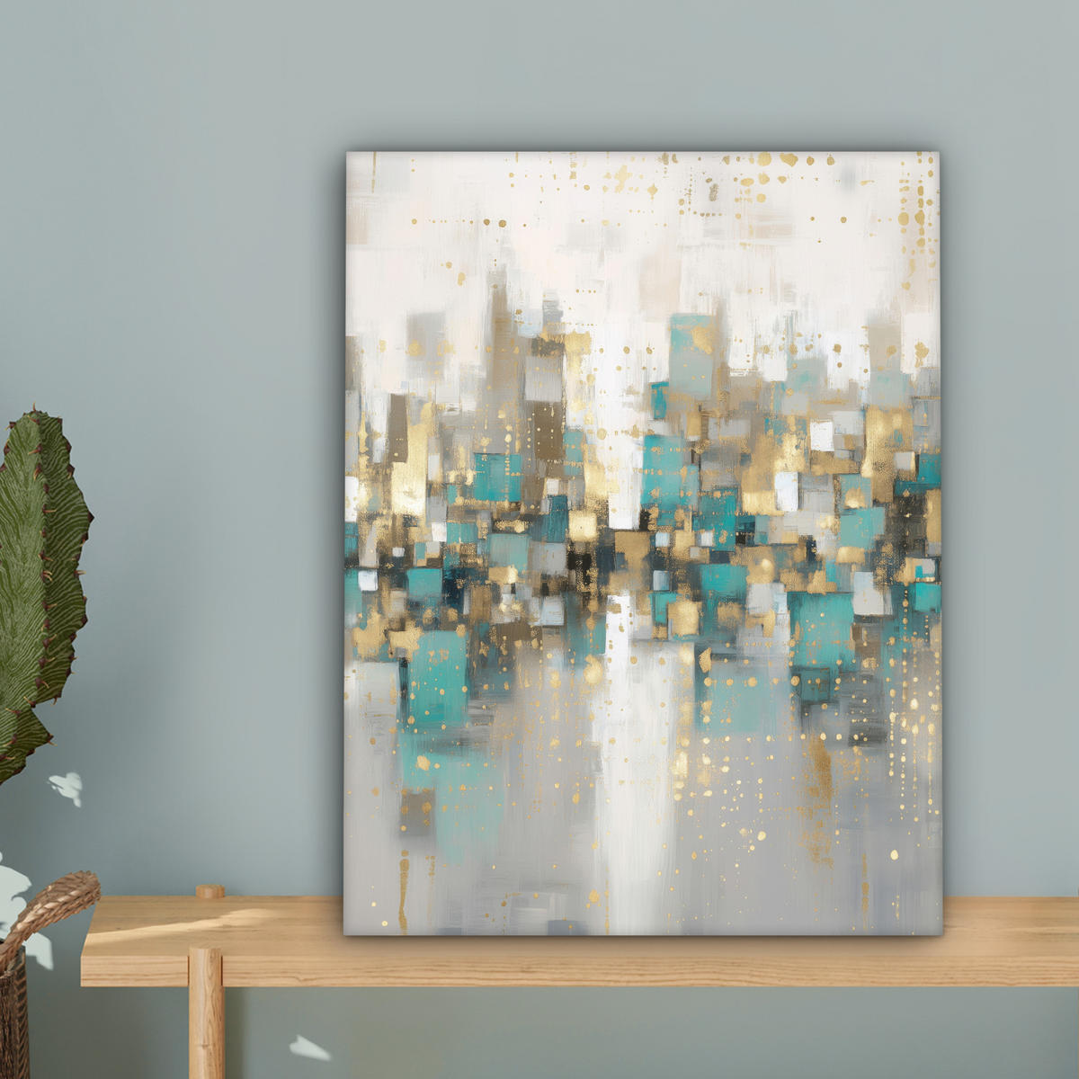 LEINWANDBILD Abstrakt - Blöcke - Gold - Skyline Room Decor 30x40 cm - Beige, Textil (30/40cm) - MuchoWow
