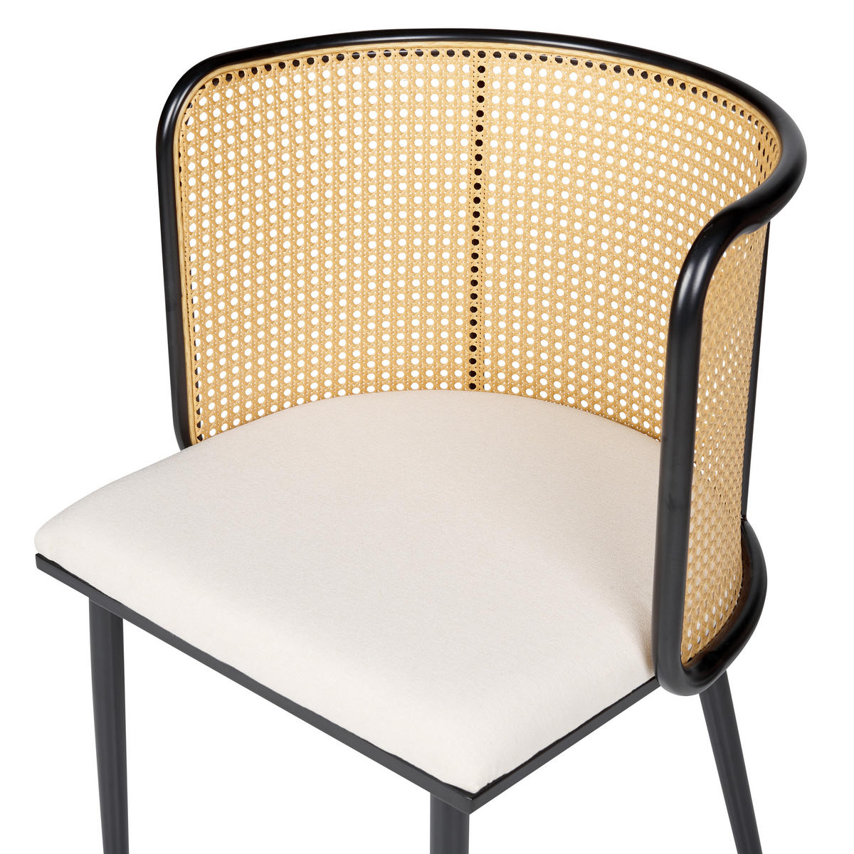ESSZIMMERSTUHL 2er-Set Metall schwarz/beige Kobuk - Hellbraun/Beige, Metall (52/75/46cm) - Beliani