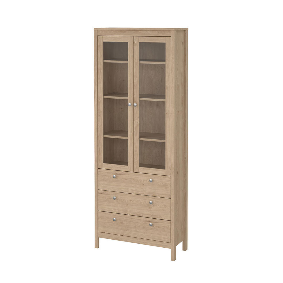VITRINENSCHRANK, Madrid, Eiche, Holzwerkstoff, 79 x 33 x 199 cm - Eichefarben, Holzwerkstoff (79/199/33cm) - Calicosy