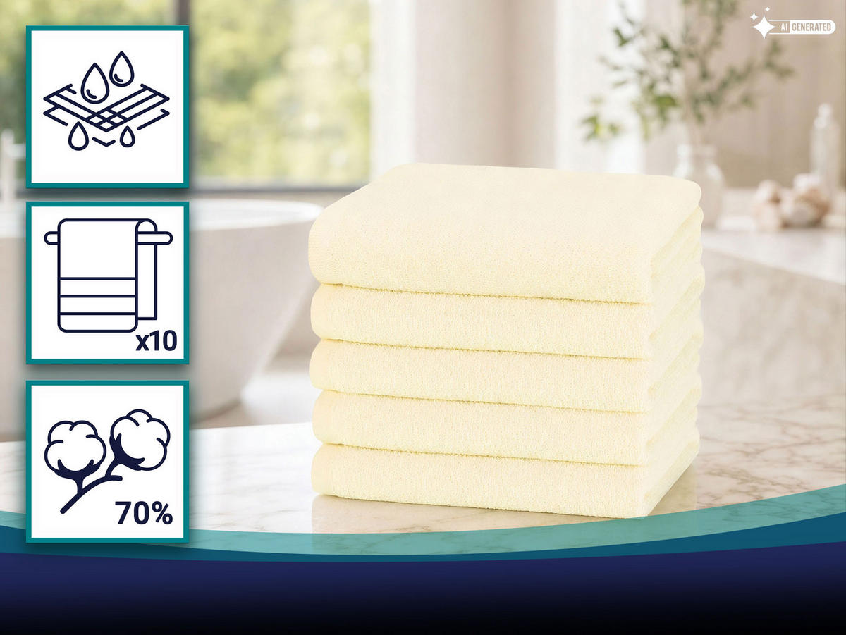 HANDTÜCHER, 10er-Set, 50x100 cm, 70% Baumwolle, 30% Polyester, Gelb - Gelb, Textil (50/100cm) - Zollner