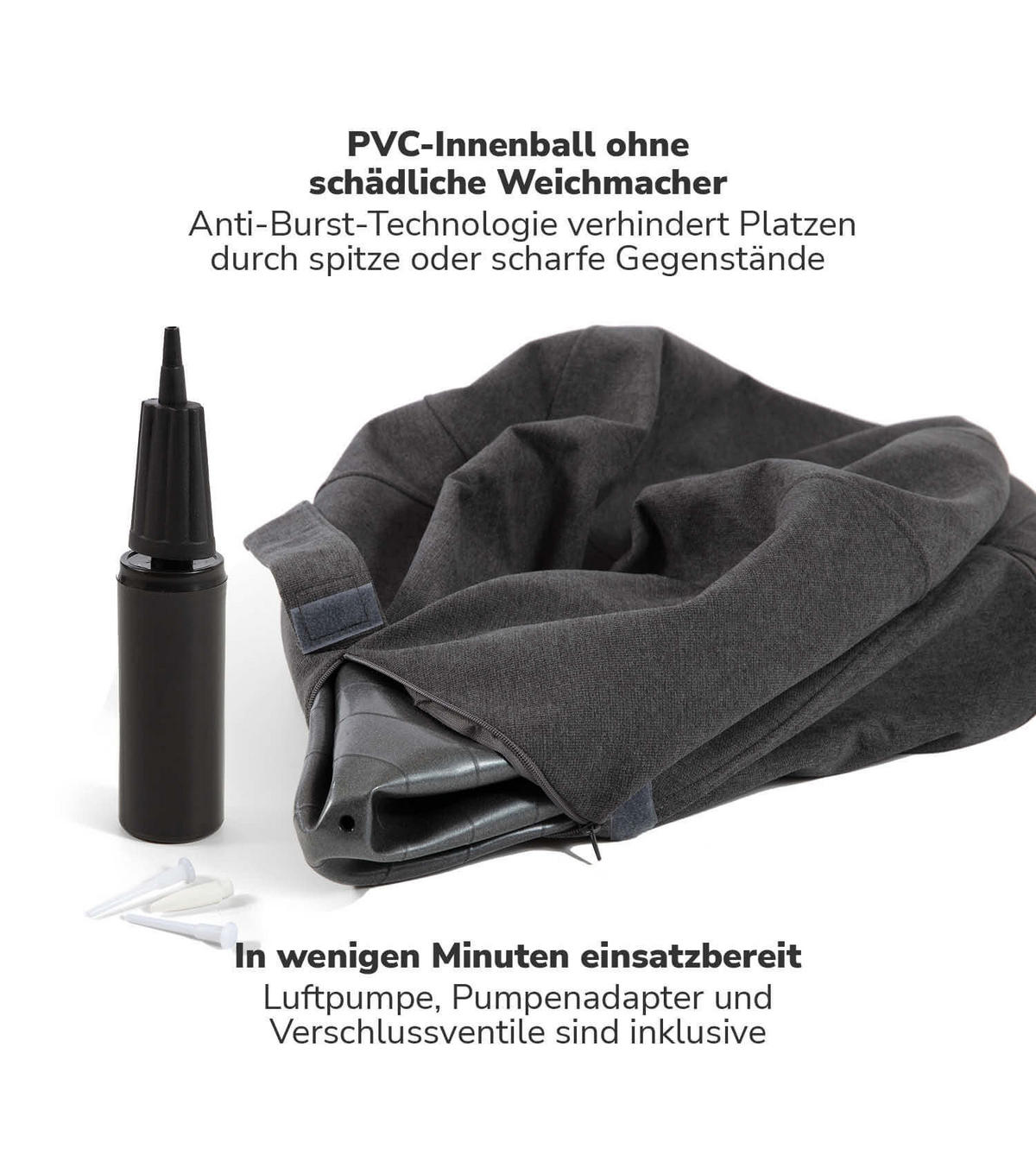 SITZBALL Der Sportliche - Schwarz, Textil (65/65/65cm) - Mokebo