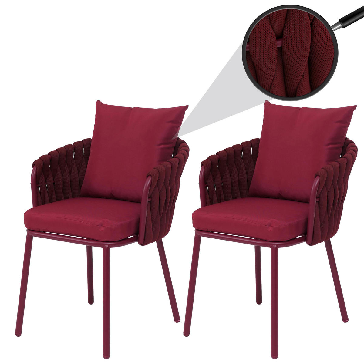 ZÁHRADNÁ STOLIČKA Bordeaux - bordová, kov (56/71/57cm) - MCW