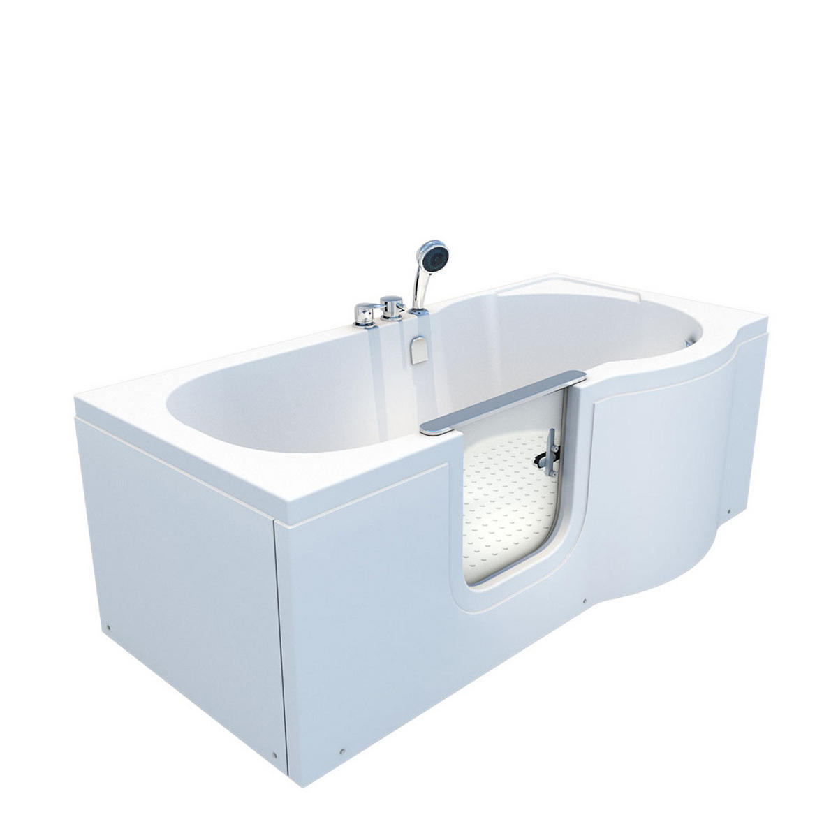 SENIORENBADEWANNE mit Tür S12-EH-L 170x85cm - Weiß, Glas/Kunststoff (85/60/170cm) - AcquaVapore by Sandra Jentho
