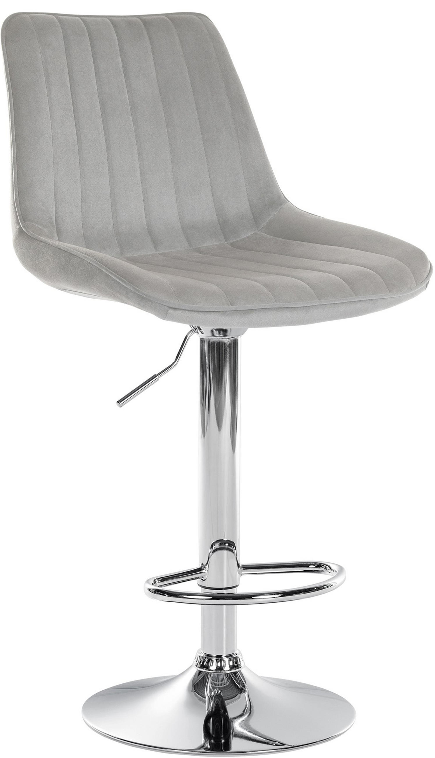 BARHOCKER Tolor Samt chrom grau - Chromfarben/Grau, Textil/Metall (49.5/112/50cm) - TPFLiving