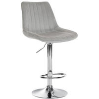 BARHOCKER Tolor Samt chrom grau - Chromfarben/Grau, Textil/Metall (49.5/112/50cm) - TPFLiving