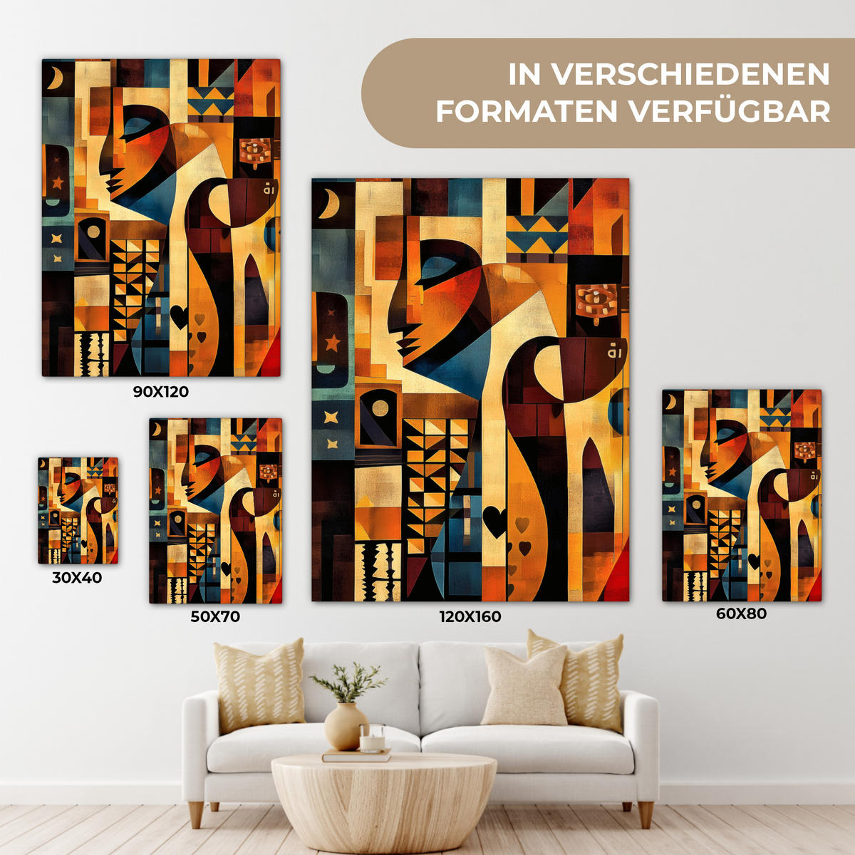 LEINWANDBILD Figuren - Abstrakt - Symbole 30x40 cm - Terracotta, Textil (30/40cm) - MuchoWow
