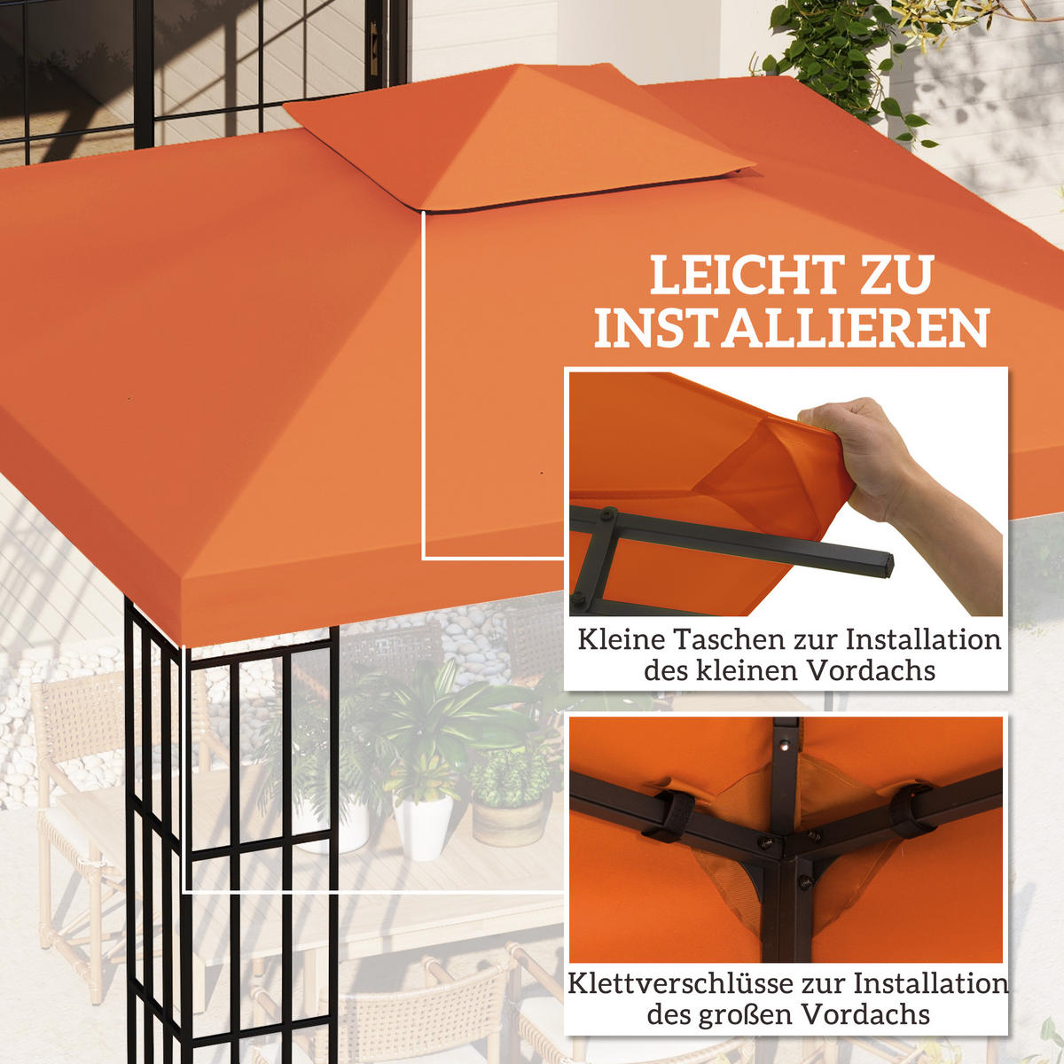 ERSATZDACH für Pavillon DE-05917 3/3 m Rostrot - Rostfarben, Textil (300/18/300cm) - ComfortXL