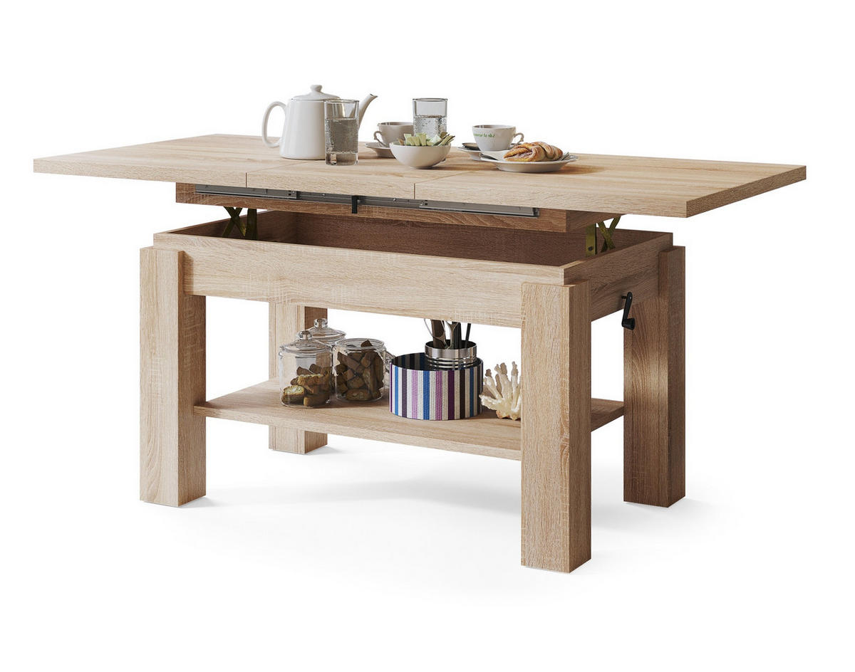 COUCHTISCH rechteckig Sonoma Eiche ausziehbar höhenverstellbar - Sonoma Eiche, Holzwerkstoff (68/110/59cm) - designimpex