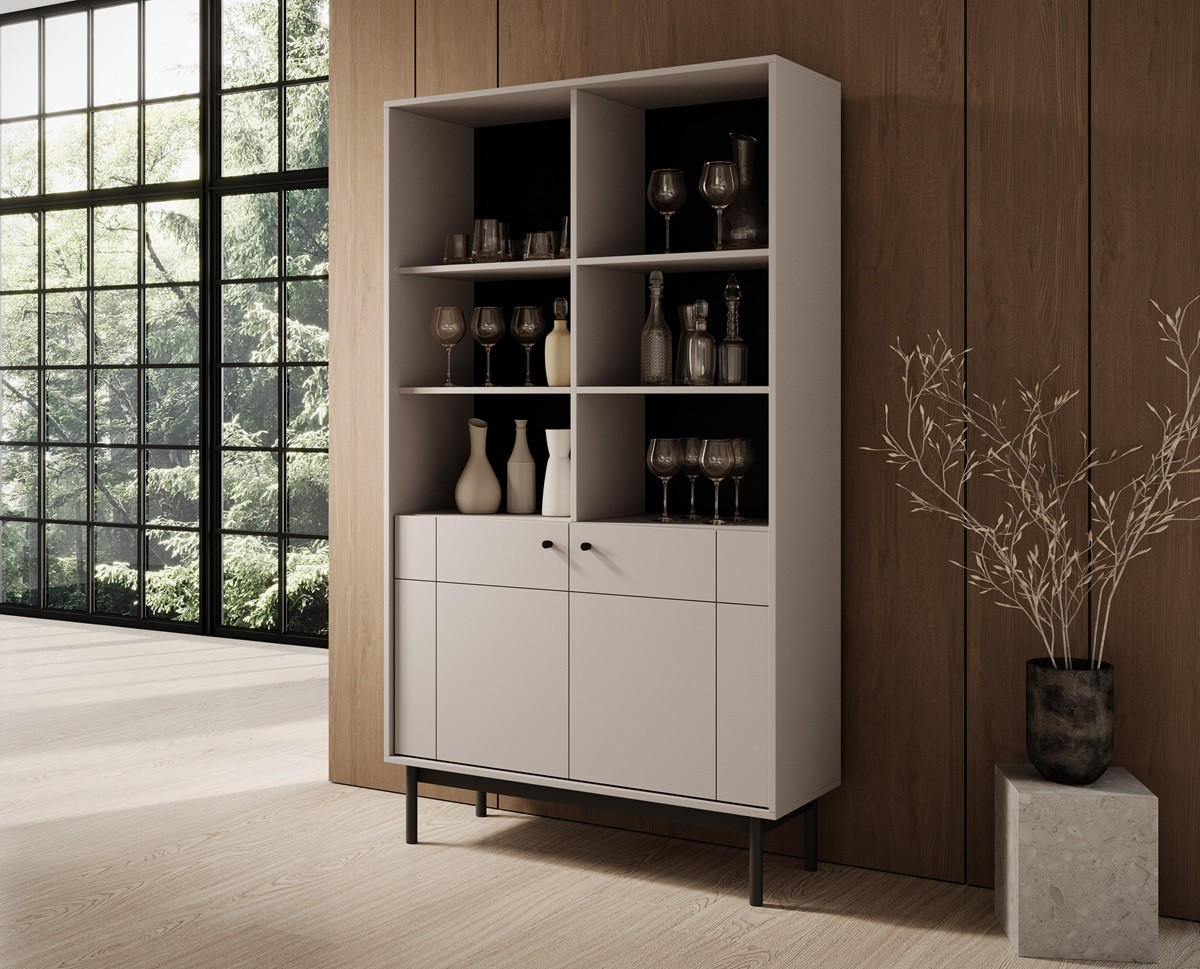 REGAL Kaschmir R104 Japandi Stil - Beige, Holzwerkstoff (103.4/184.6/39cm) - Sepro Meble