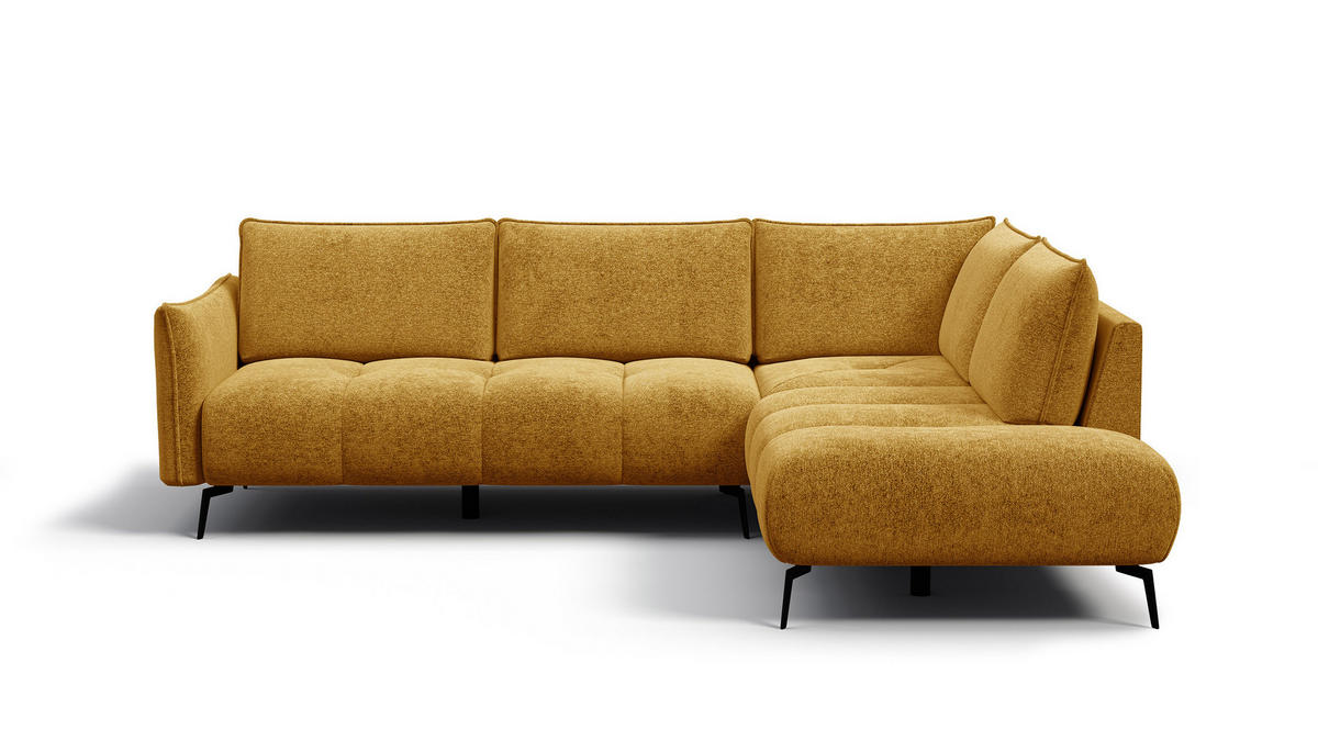 ECKSOFA AERA 5-Sitzer rechts, gelb - Gelb/Schwarz, Holz/Textil (268/206cm) - Wozimo