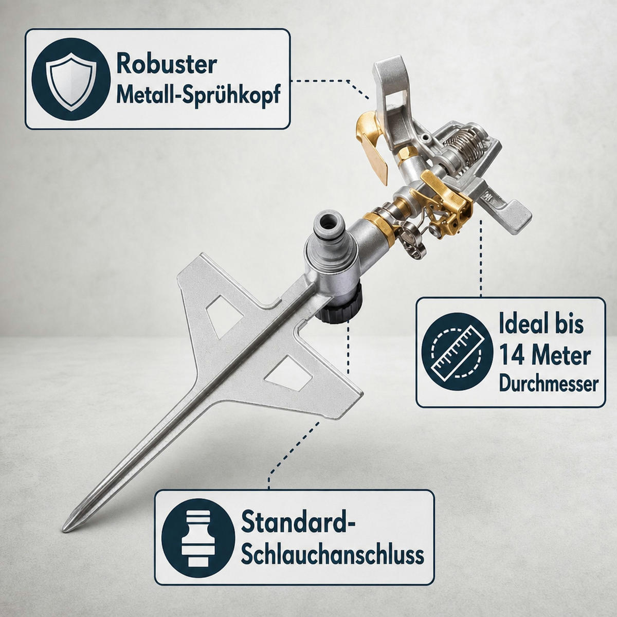 RASENSPRENGER - Silberfarben, Metall (12/7/32cm) - BONI-SHOP