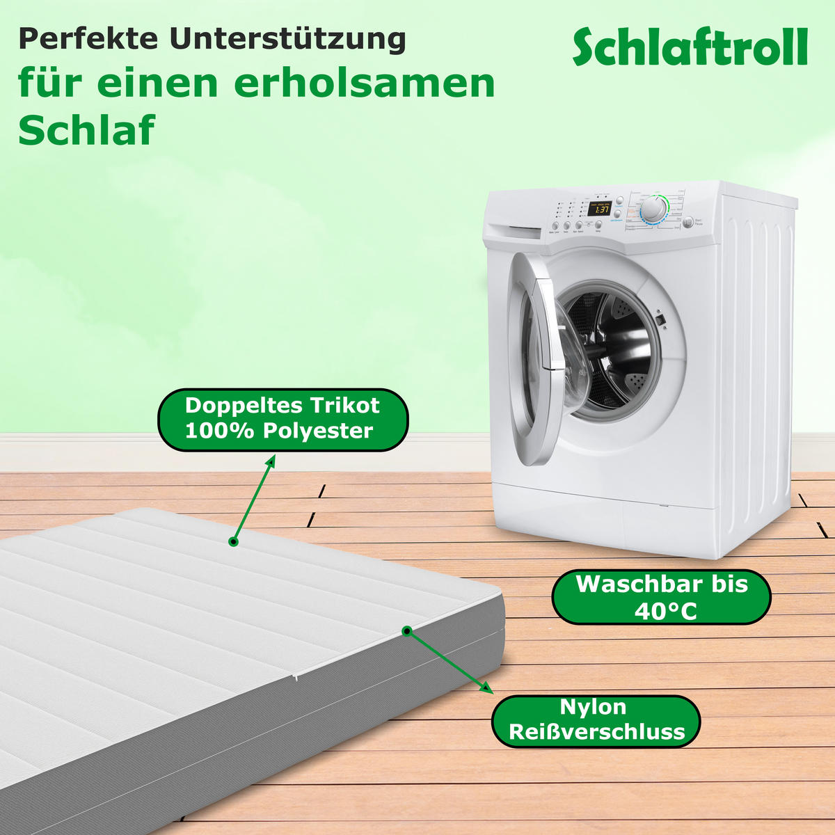 KALTSCHAUMMATRATZE 7 Zonen Höhe 17 cm 140 x 200 cm - Weiß, Textil (140/200cm) - Schlaftroll
