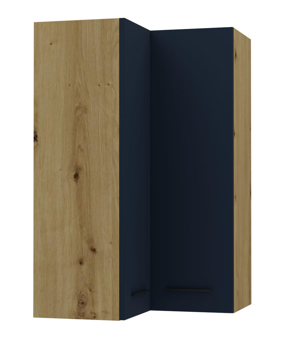 ECKHÄNGESCHRANK Bonn W14/60 Eiche Artisan / marineblau matt 60 / 60 / 96cm - Blau/Eiche Artisan, Holz/Holzwerkstoff (60/96/60cm) - Feldmann-Wohnen
