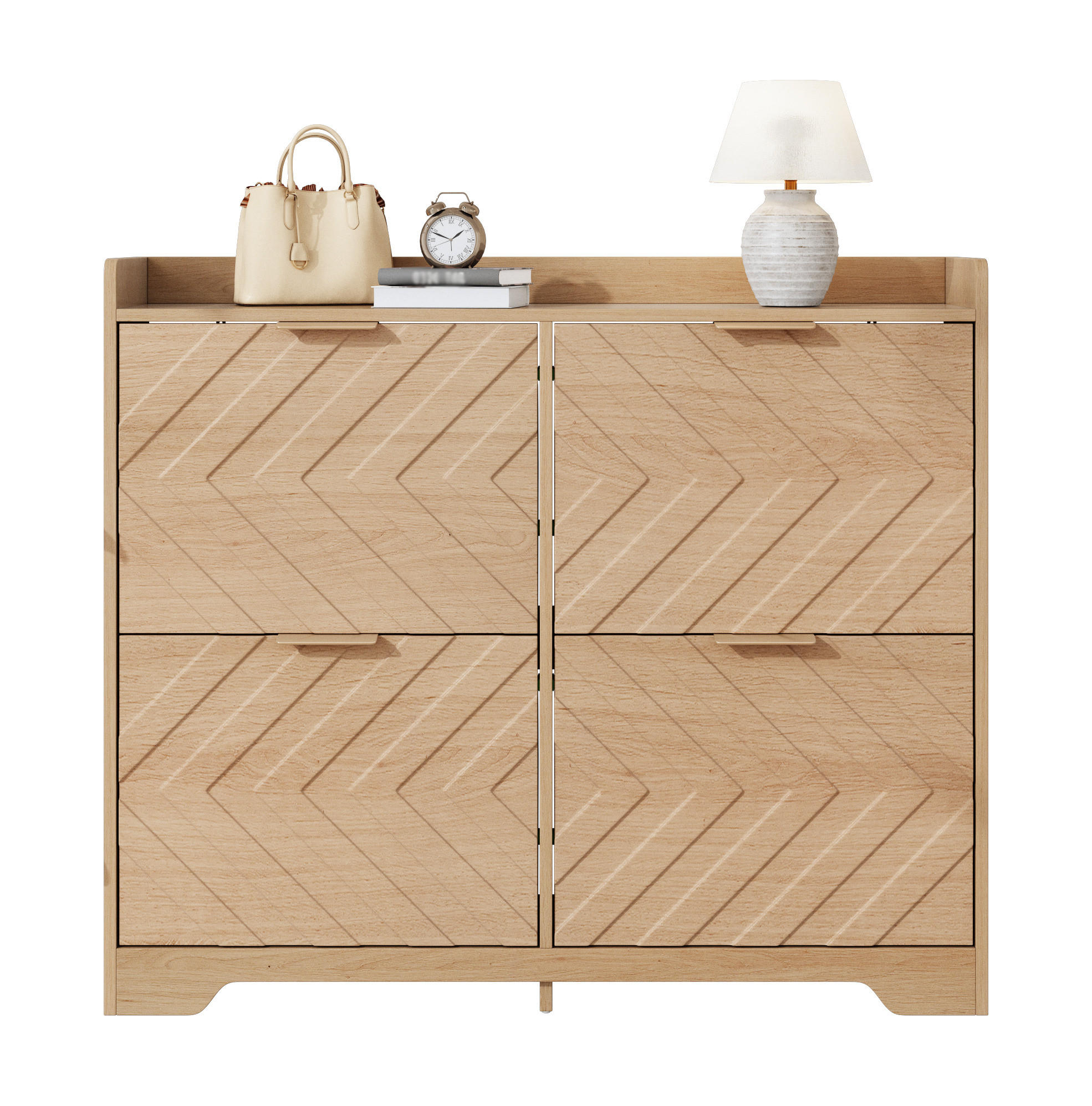 SCHUHSCHRANK 105/24/90 cm Natur aus MDF mit 4 Klappfächern - Naturfarben, Holzwerkstoff (105/90/24cm) - OKWISH