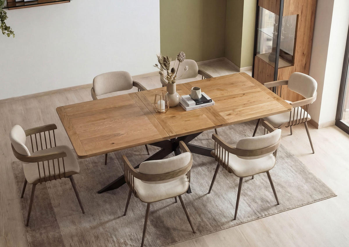 ESSTISCH ausziehbar 180-240x100x77 Wildeiche natur geölt STARNBERG #31 - Braun, Holz (100/180/77cm) - Massivmoebel24
