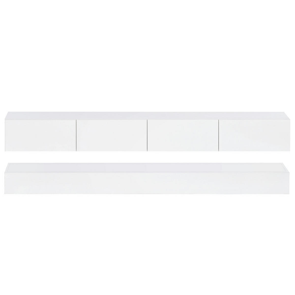 TV-SCHRANK 130x33cm wandmontierbar Weiß LED 16-Farben 2 Schränke 4 Schubladen - Weiß, Holz (44.5/21/143cm) - FLIEKS