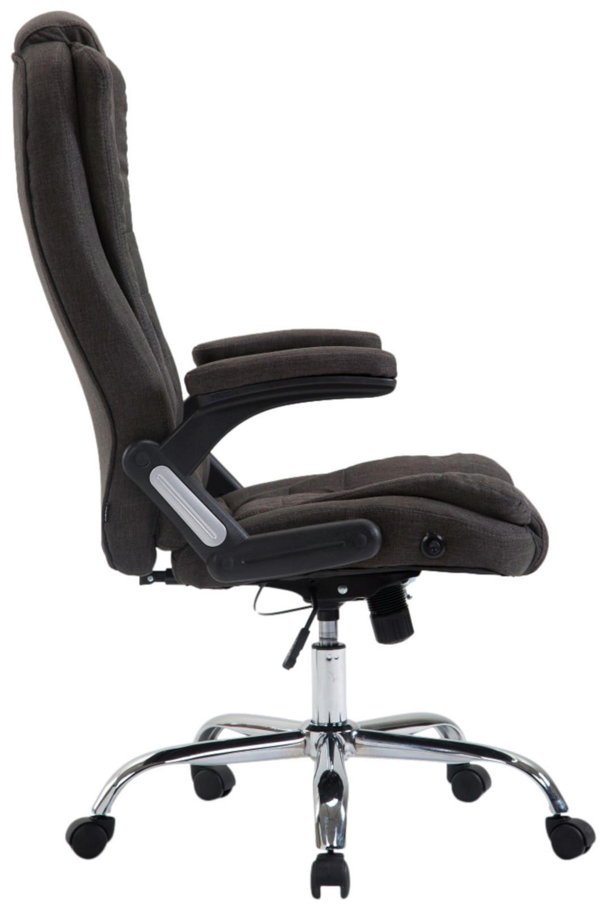 CHEFSESSEL Stoff dunkelgrau - Chromfarben/Dunkelgrau, Textil/Metall (69.5/113/78cm) - CLP