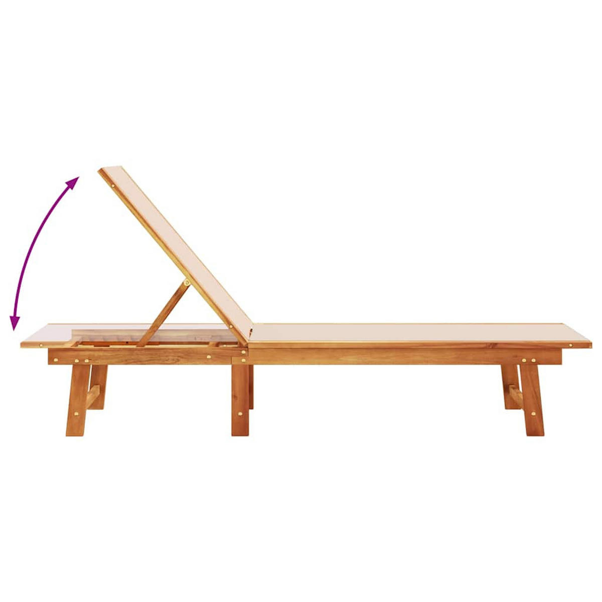 SONNENLIEGE Creme Massivholz Akazie Und Textilene - Braun, Holz (200/33.5/66cm) - vidaXL
