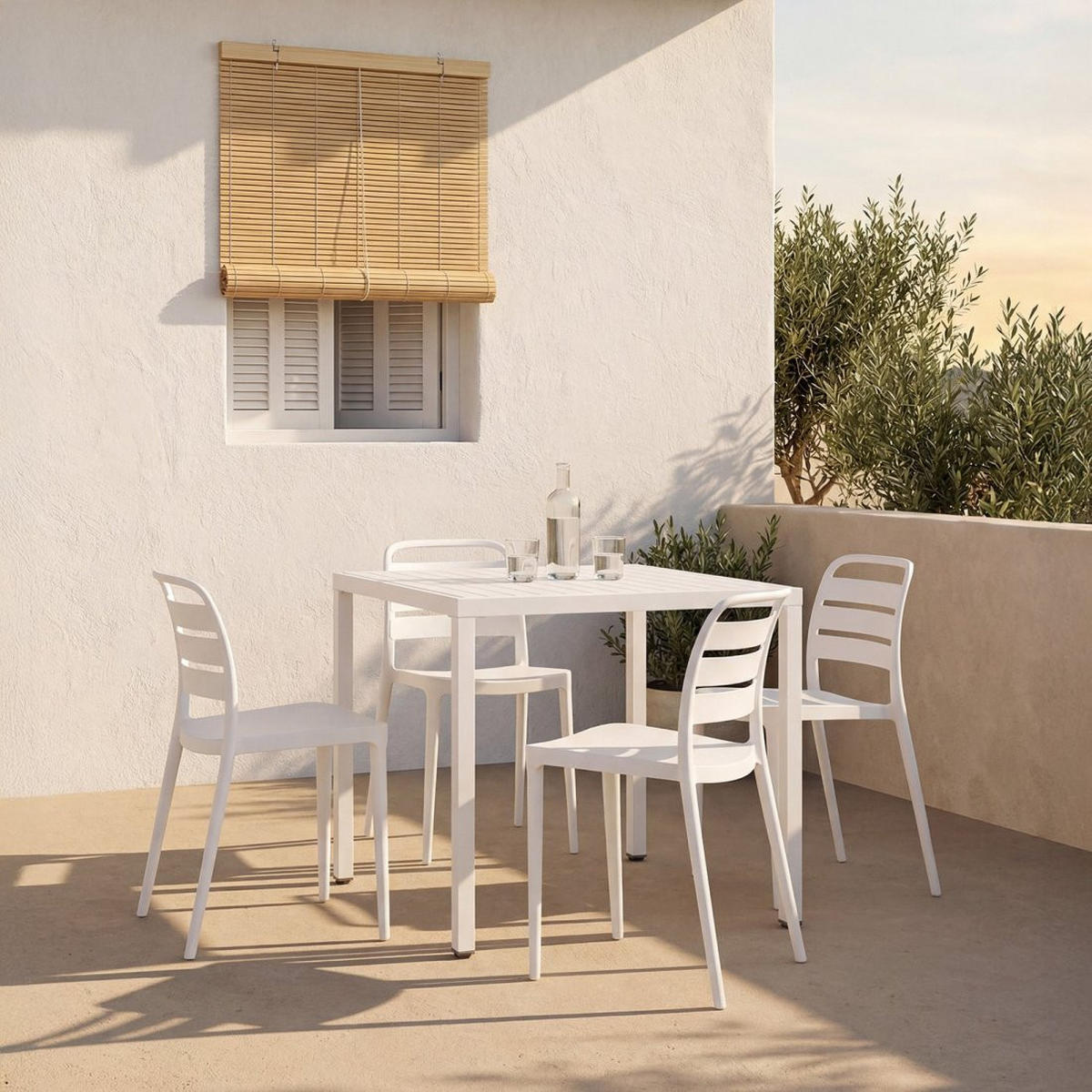 STUHL FÜR DRAUSSEN Zira Weiß 42 cm x 80 cm - Weiß, Kunststoff (42/80/52cm) - Klast Home