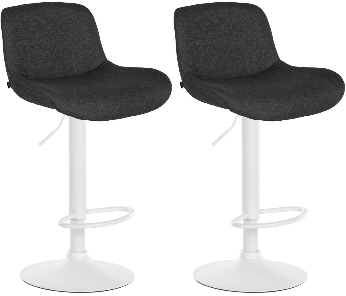 BARHOCKER 2er Set Salomon Weiß Stoff schwarz - Schwarz/Weiß, Textil/Metall (50/106/52cm) - TPFLiving