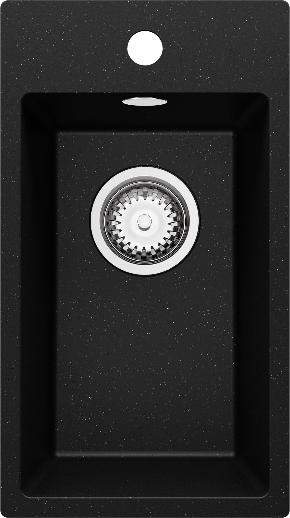 SPÜLBECKEN Riga, 2-er set Schwarz Metallic 28/50 cm 1 Becken + Ablauf-Set ab 30er Unterschrank - Chromfarben/Schwarz Hochglanz, Kunststoff (28/20/50cm) - Primagran