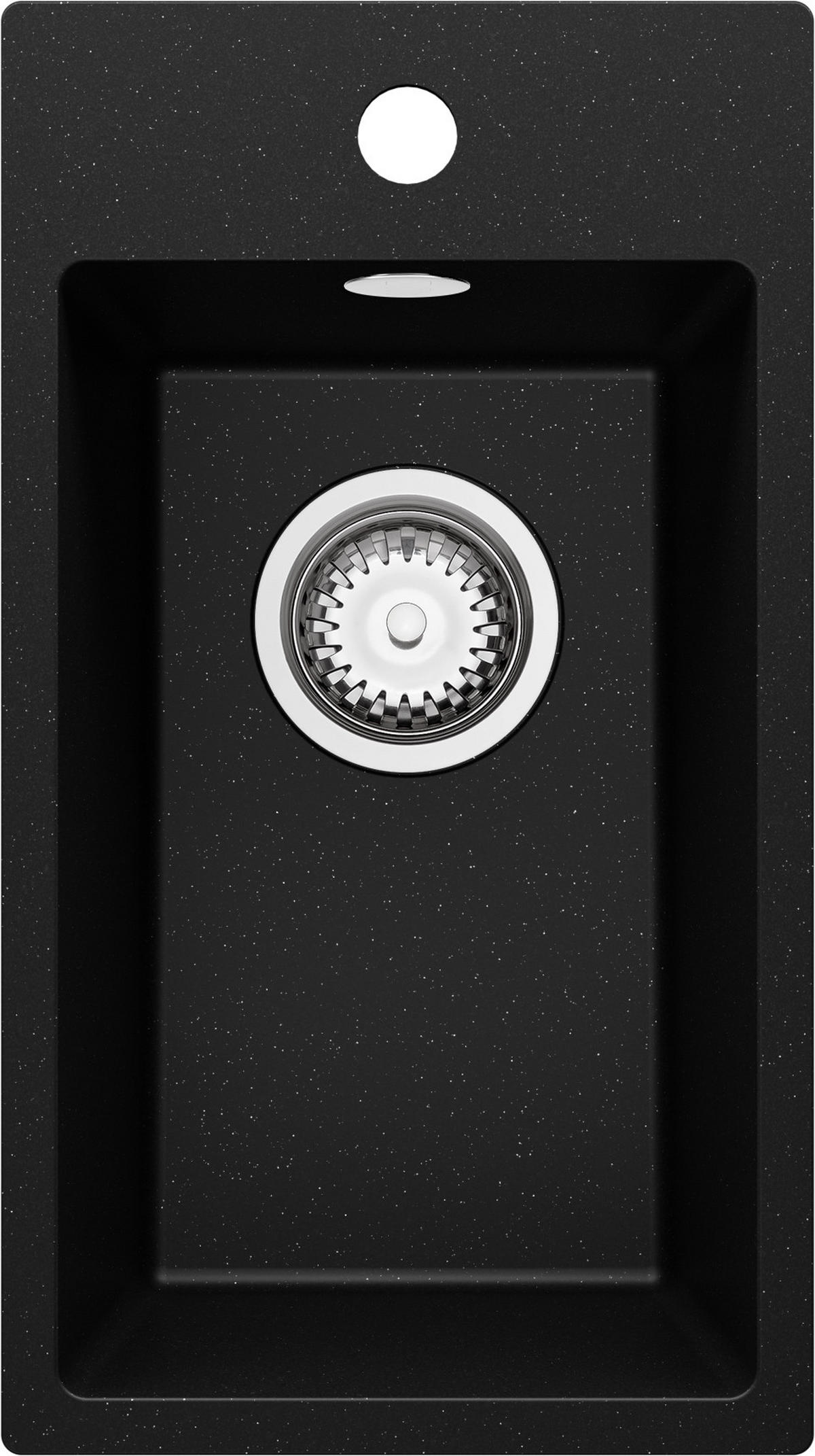 SPÜLBECKEN Riga, 2-er set Schwarz Metallic 28/50 cm 1 Becken + Ablauf-Set ab 30er Unterschrank - Chromfarben/Schwarz Hochglanz, Kunststoff (28/20/50cm) - Primagran