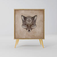 SIDEBOARD STEAMPUNK CLAN, Eichefarben, 57,5x42x75,5 cm, Goldfarbene Metallfüße - Eichefarben/Goldfarben, Holzwerkstoff/Metall (57.5/75.5/42cm) - SpaceRebels