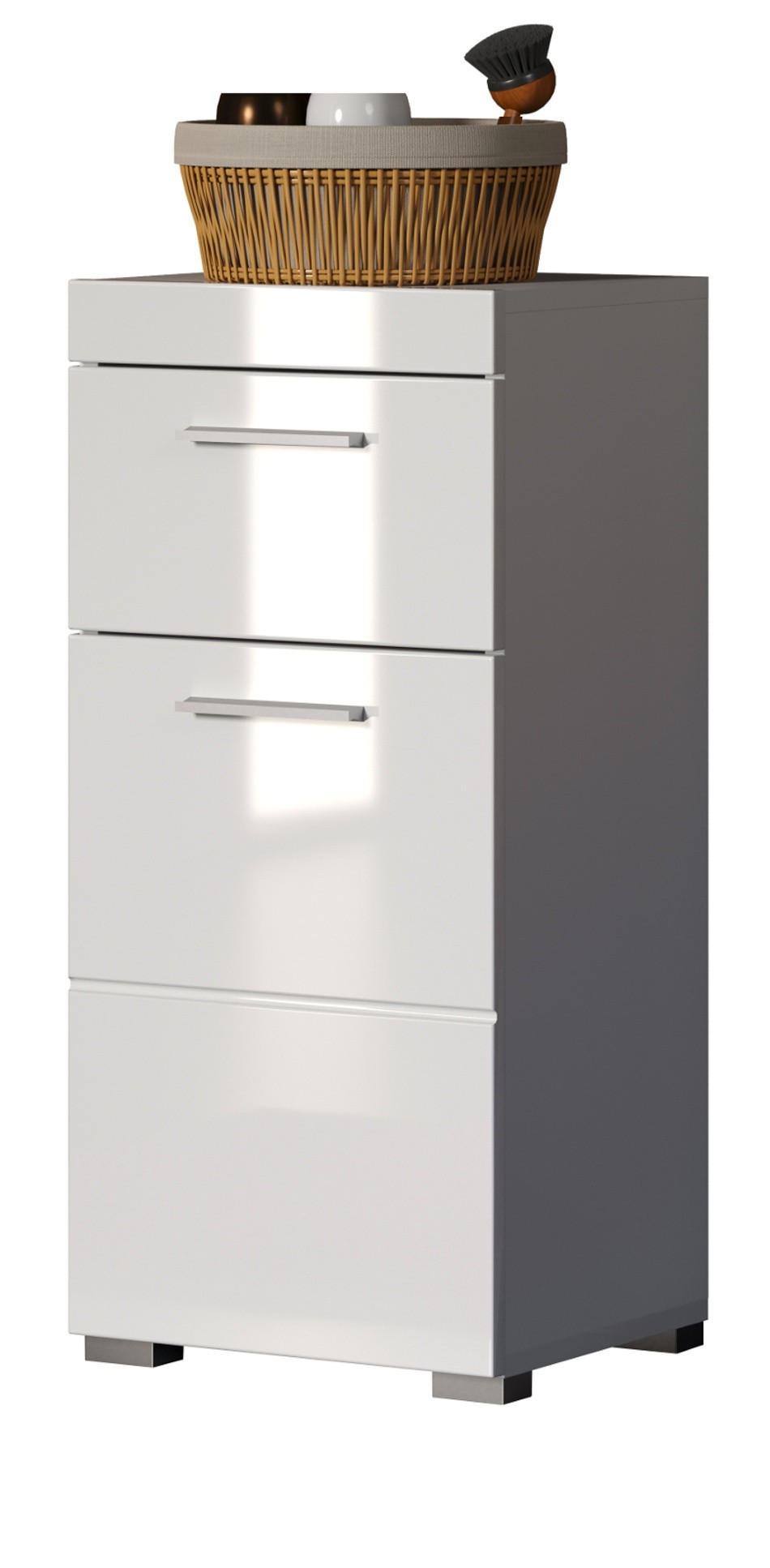 BADSCHRANK weiß Hochglanz 37 x 79 cm, Badezimmer Unterschrank modern - Weiß, Holzwerkstoff/Kunststoff (37/79/31cm) - Top.Furn