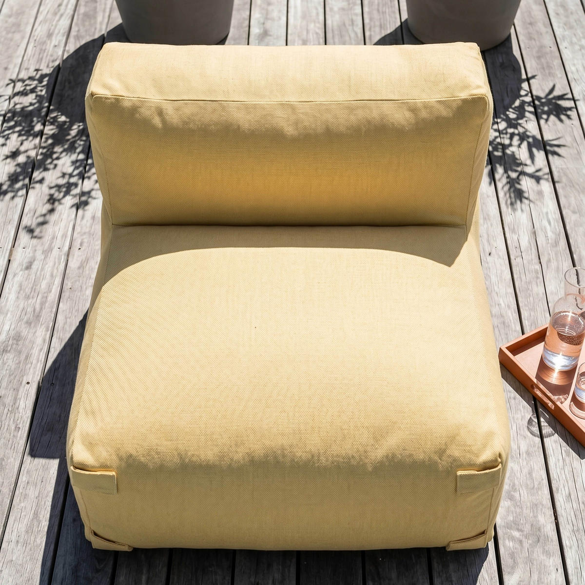 GARTENSOFA mit 2 Sitzplätzen, Hellgelb - Gelb, Textil - Oviala