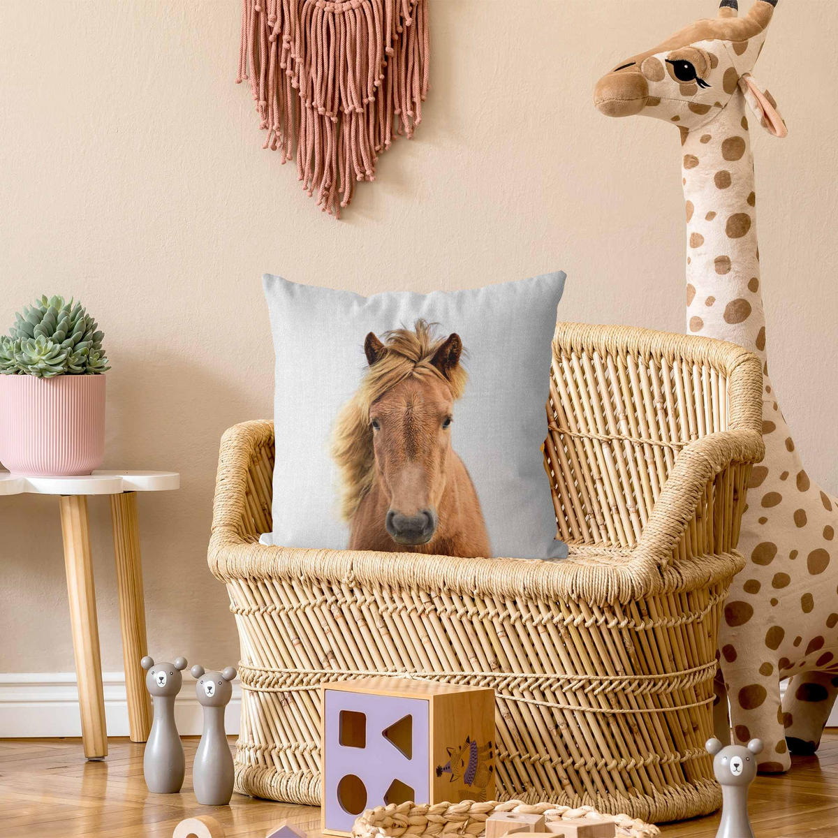 KISSENBEZUG Pferd Pauline 50/50 cm - Schwarz, Textil (50/50cm) - Bilderwelten