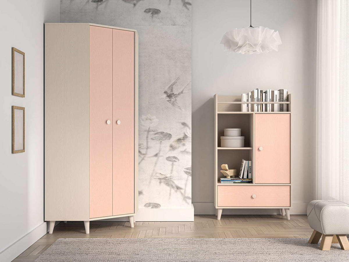 KLEIDERSCHRANK – 80 cm – Mevel – Rosa - Rosa, Holzwerkstoff (80/190/80cm) - hi-markt