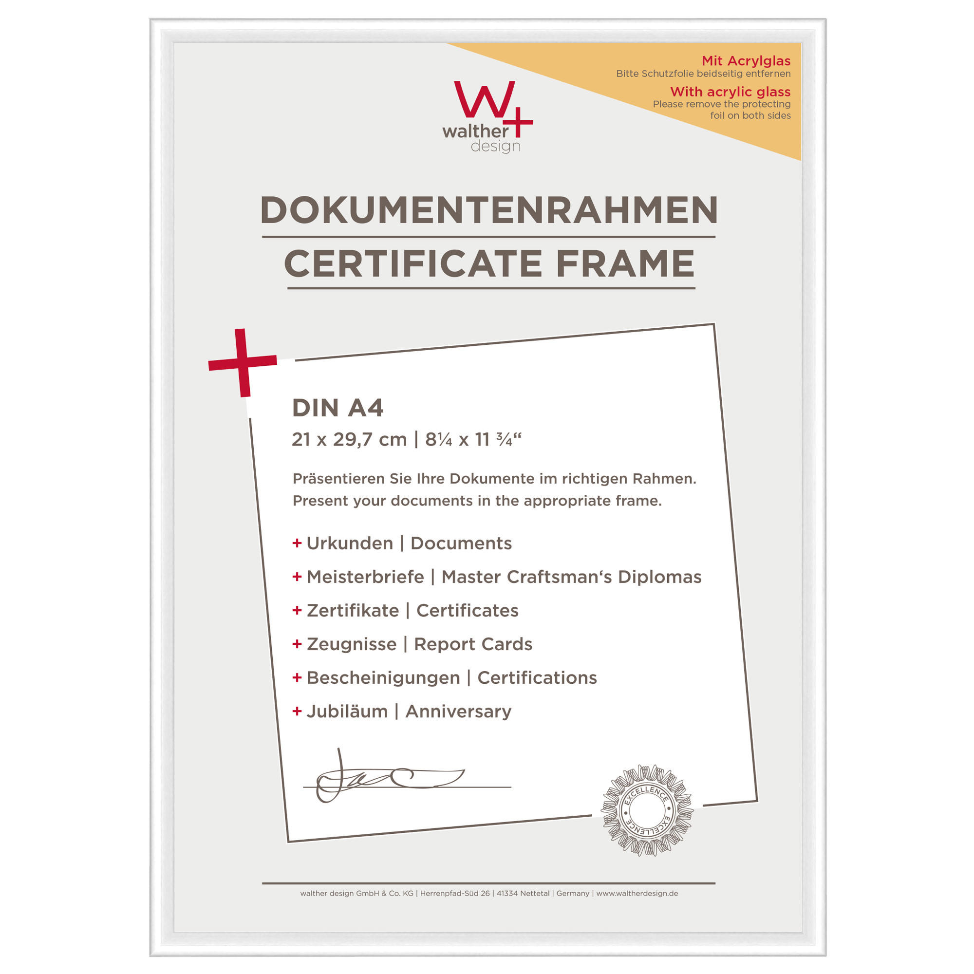walther design Bilderrahmen Weiß 22.2x31x1.4 cm