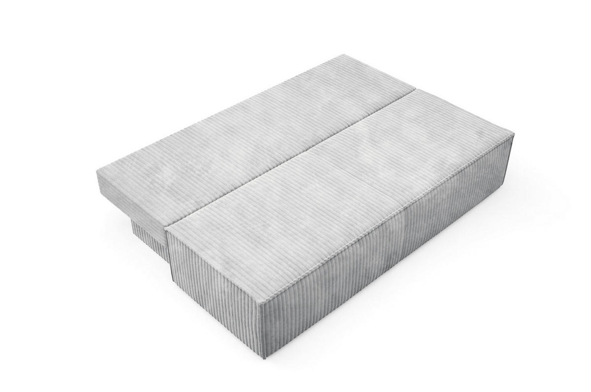 BETTSOFA TESSO Grau Kordstoff mit Schlaffunktion - Grau, Holz (202/74/94cm) - MASSENO