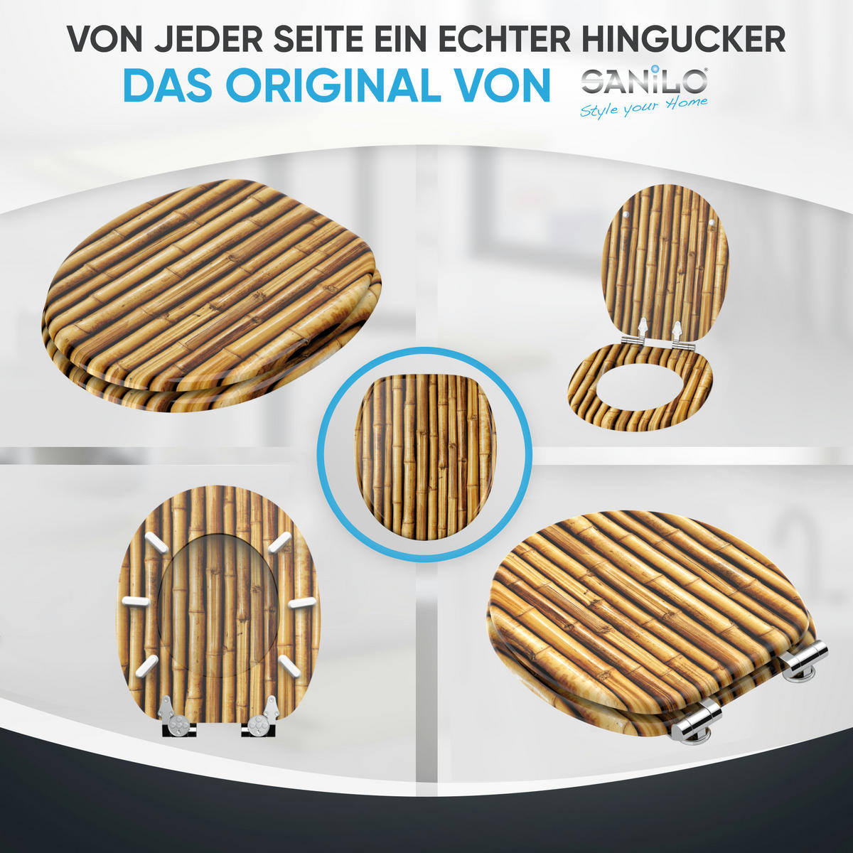 WC Sitz mit Absenkautomatik Bambusa - Braun, Holzwerkstoff (38/6/47cm) - Sanilo