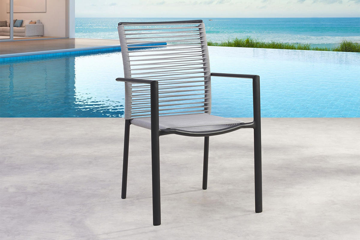 STAPELSTUHL VINCENZA 62x55x89 cm, Rope-Metall, Anthrazit-Grau - Anthrazit, Metall (55/89/62cm) - Best Freizeitmöbel