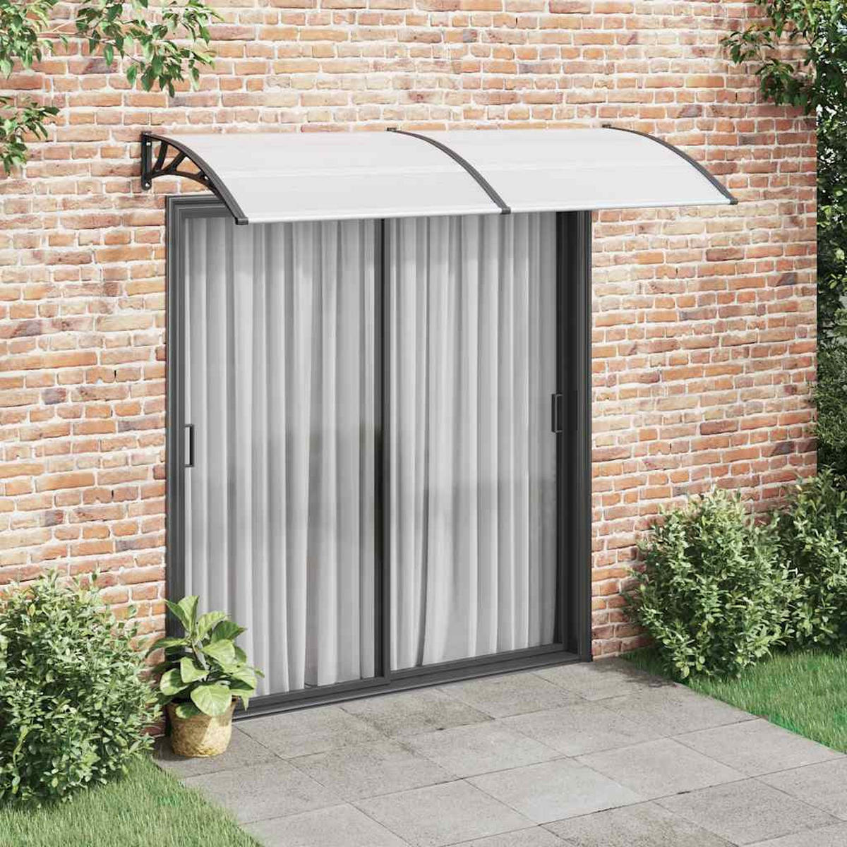 TÜRVORDACH 240/100 Cm Pc - Schwarz, Kunststoff (100/25/240cm) - vidaXL