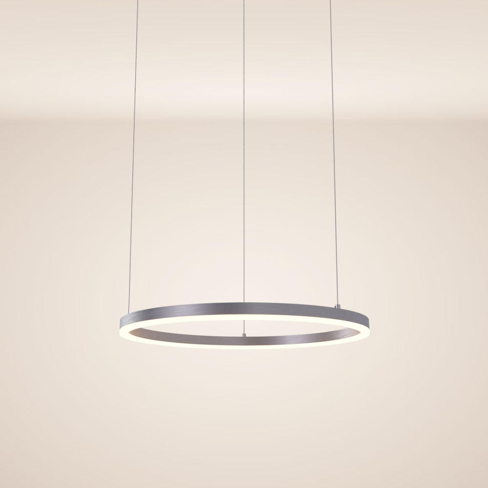LED-HÄNGELEUCHTE Ring Direkt/Indirekt 5m Aluminium Ø 60cm - Alufarben, Metall (60/60/3.3cm) - s.luce