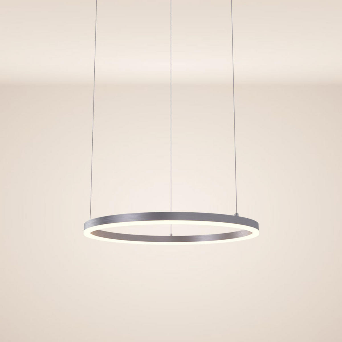 LED-HÄNGELEUCHTE Ring Direkt/Indirekt 5m Aluminium Ø 60cm - Alufarben, Metall (60/60/3.3cm) - s.luce