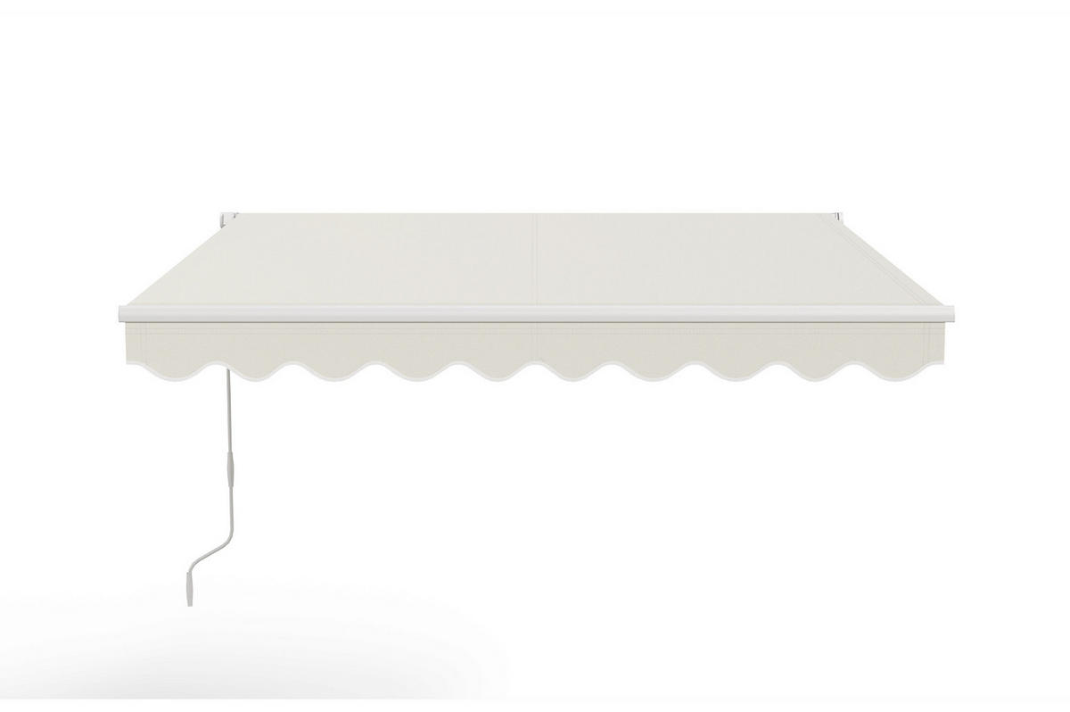 MONOBLOCK-MARKISE VECCHIO Weißes Gestell - leinwand Beige 2,5x2m - Premium-Leinwand 320g/m² - Beige, Metall (304/218/200cm) - Cazeboo
