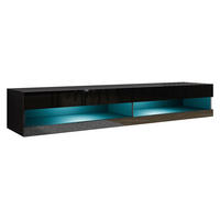 TV-LOWBOARD Vigo New 180 mit weißer LED Beleuchtung - Schwarz Hochglanz/Schwarz, Holzwerkstoff (180/30/40cm) - MIRJAN24