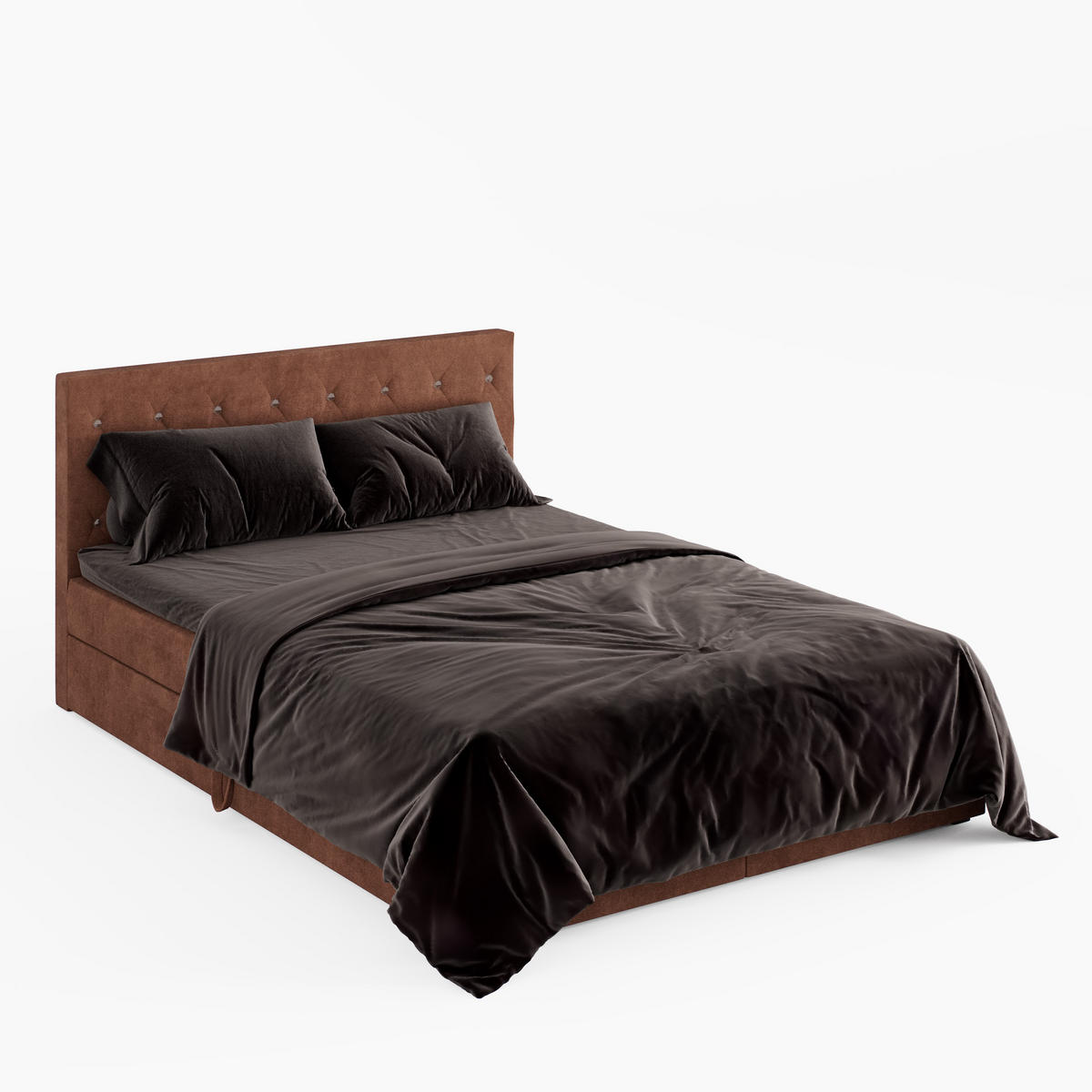 BOXBETT CRYSTAL 160/200 cm, in Braun, Premium Velours-Stoff, Bettkasten, Matratze, Topper - Braun, Textil (160/20cm) - Barchello