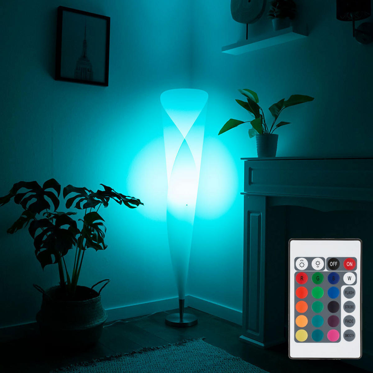 LED STEHLEUCHTE Metall Weiß - Weiß, Metall (30/35/143.5cm) - Globo Lighting