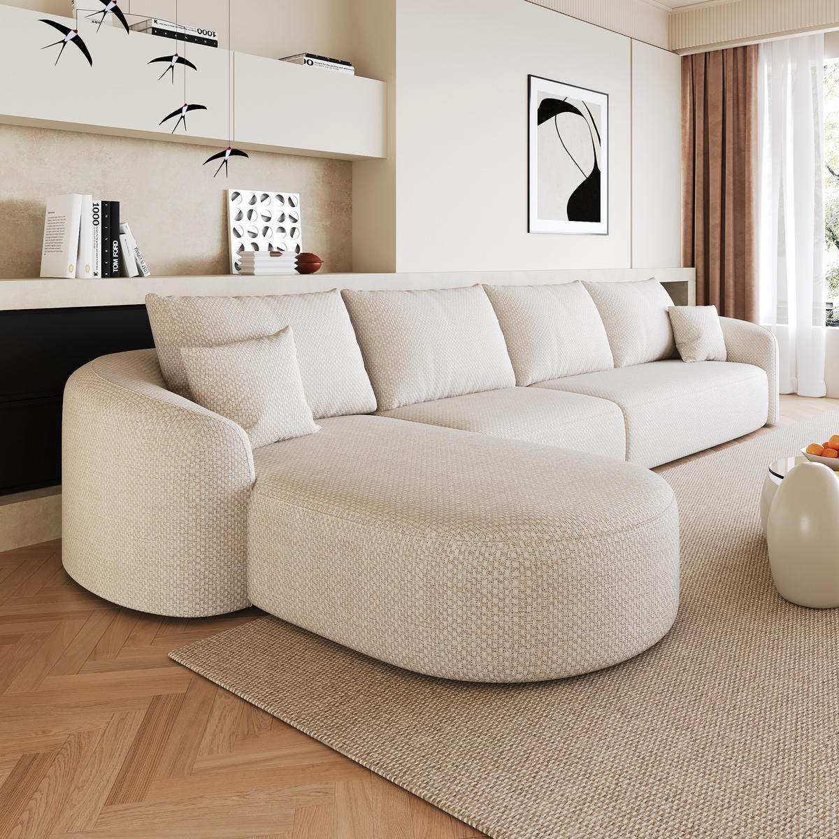 L-FÖRMIGES ECKSOFA Weiß 336/168/85 cm 5-Sitzer Modular Ohne Montage - Weiß, Textil (336/168cm) - PANGIVO