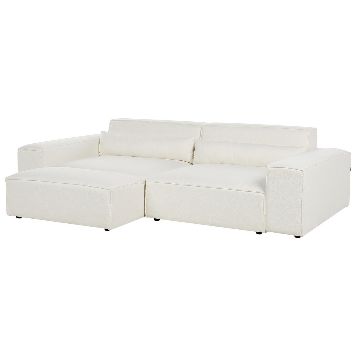 2-SITZER-SOFA Bouclé cremeweiß mit Ottomane Hellnar - Weiß, Textil (262/70/126cm) - Beliani