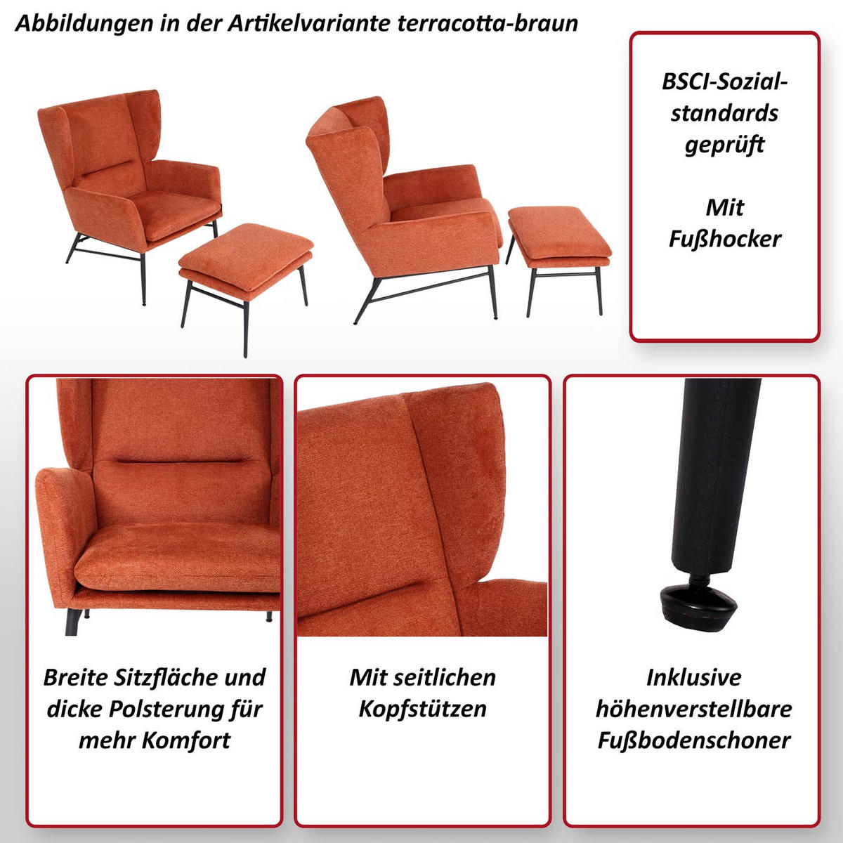 LOUNGE-SESSEL MIT OTTOMANE Braun - Braun, Textil (73/96/82cm) - MCW